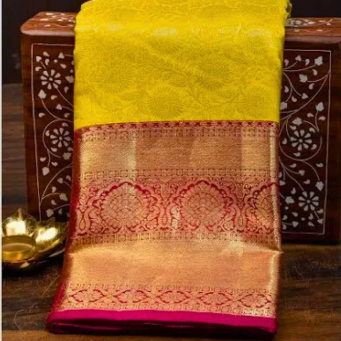 Red & Yellow Brocade Saree