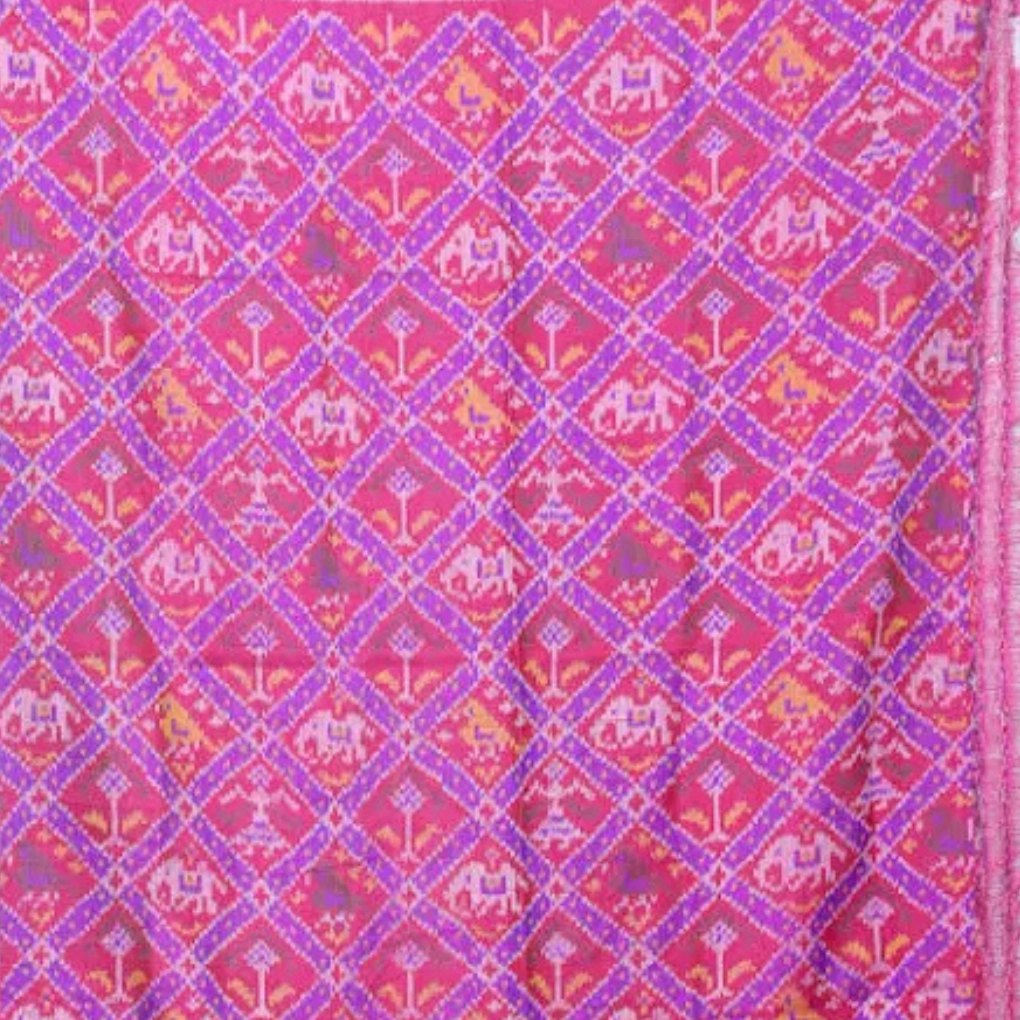 White & Pink Patola Saree - Image 3